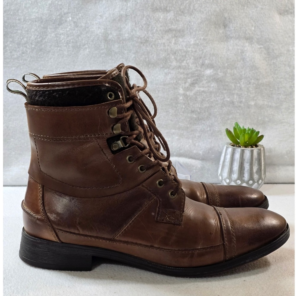 ZARA MAN Leather Lace Up Ankle Boots Brown Cap Toe Size 10/ 43 EU - Picture 8 of 11